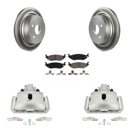 Rear Disc Brake Caliper Coated Rotors And Ceramic Pads Kit For Dodge Ram 1500 KCG-100088C