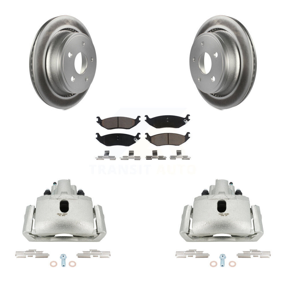 Rear Disc Brake Caliper Coated Rotors And Ceramic Pads Kit For Dodge Ram 1500 KCG-100088C