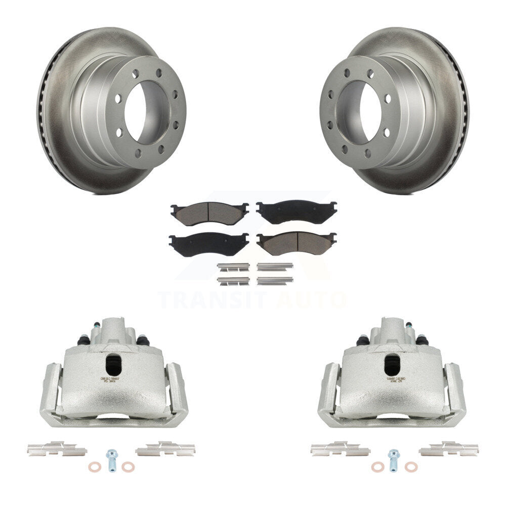 Rear Disc Brake Caliper Coat Rotors Ceramic Pad Kit For Dodge Ram 1500 With 8 Lug Wheels KCG-100089C