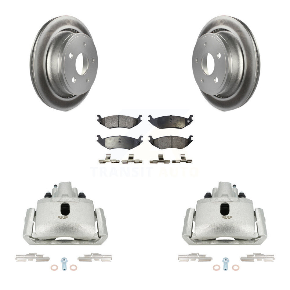 Rear Disc Brake Caliper Coated Rotors And Semi-Metallic Pads Kit For Dodge Ram 1500 KCG-100089P