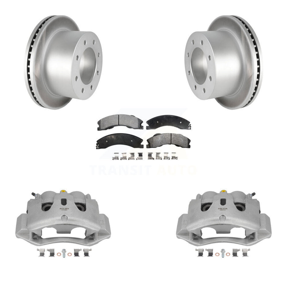 Rear Brake Caliper Coat Rotor Ceramic Pad Kit For GMC Sierra 3500 HD Chevrolet Silverado KCG-100089T