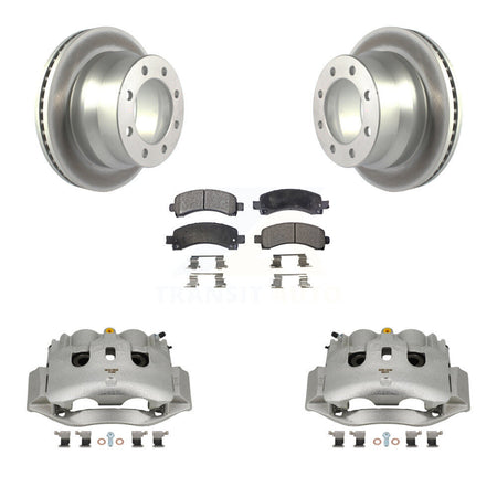 Rear Disc Brake Caliper Coated Rotors And Ceramic Pads Kit For Chevrolet Express 4500 KCG-100090T