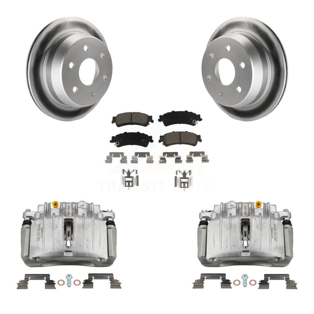 Rear Brake Caliper Coat Rotor & Ceramic Pad Kit For Chevrolet Silverado 1500 Classic GMC KCG-100091C