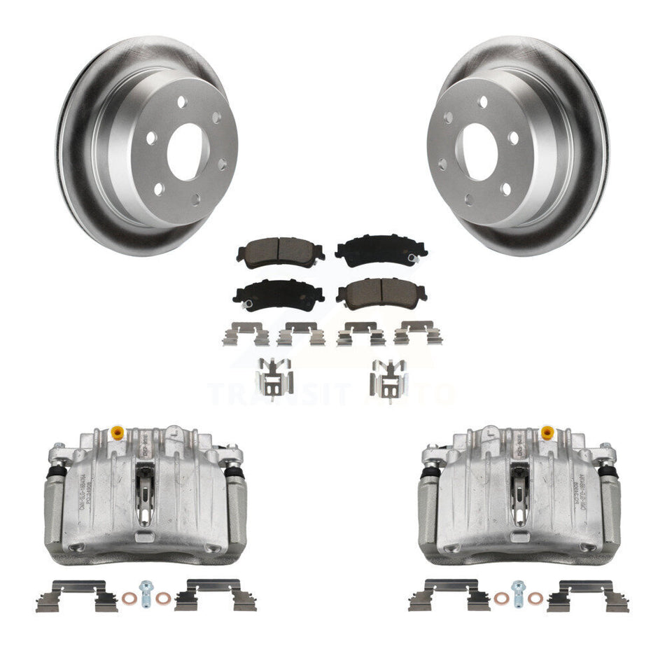 Rear Brake Caliper Coat Rotor & Ceramic Pad Kit For Chevrolet Silverado 1500 Classic GMC KCG-100091C