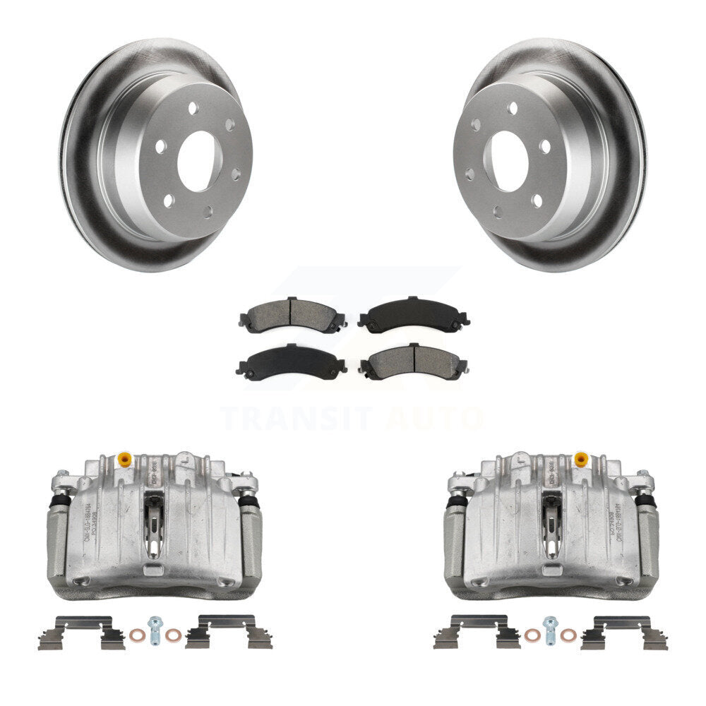 Rear Brake Caliper Coat Rotor Semi-Metallic Pad Kit For 2002 Chevrolet Suburban 1500 4WD KCG-100091S