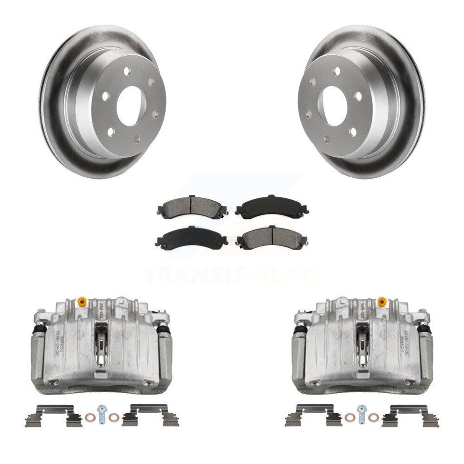 Rear Brake Caliper Coat Rotor Semi-Metallic Pad Kit For 2002 Chevrolet Suburban 1500 4WD KCG-100091S