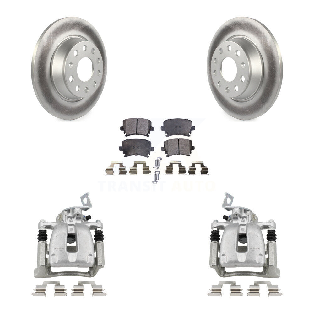 Rear Disc Brake Caliper Coated Rotors And Ceramic Pads Kit For Volkswagen CC Passat KCG-100091T