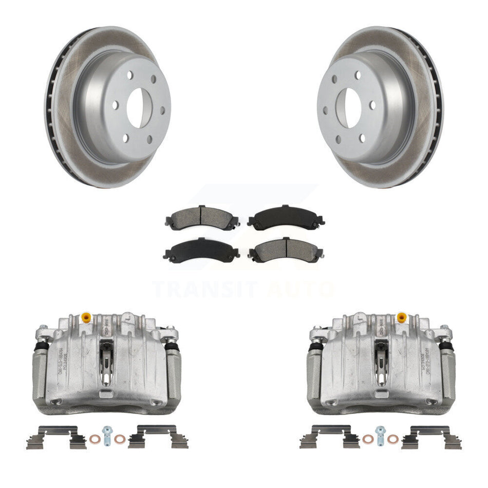 Rear Brake Caliper Coat Rotors Semi-Metallic Pad Kit For Chevrolet Silverado 1500 GMC XL KCG-100092S