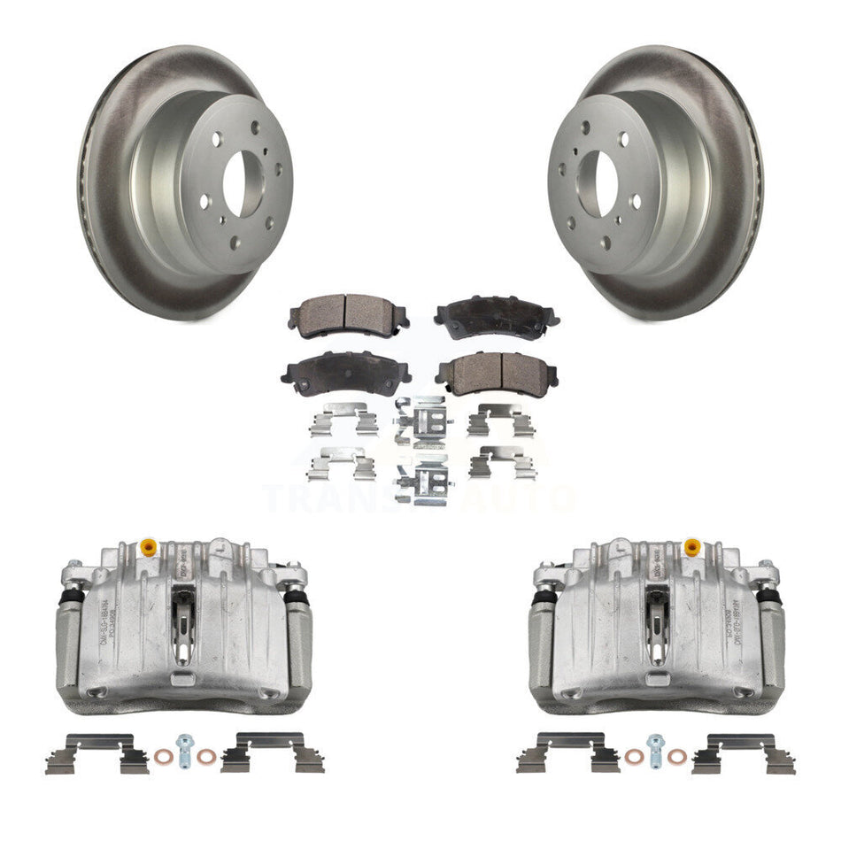 Rear Disc Brake Caliper Coat Rotor And Semi-Metallic Pad Kit For GMC Sierra 1500 Classic KCG-100093P