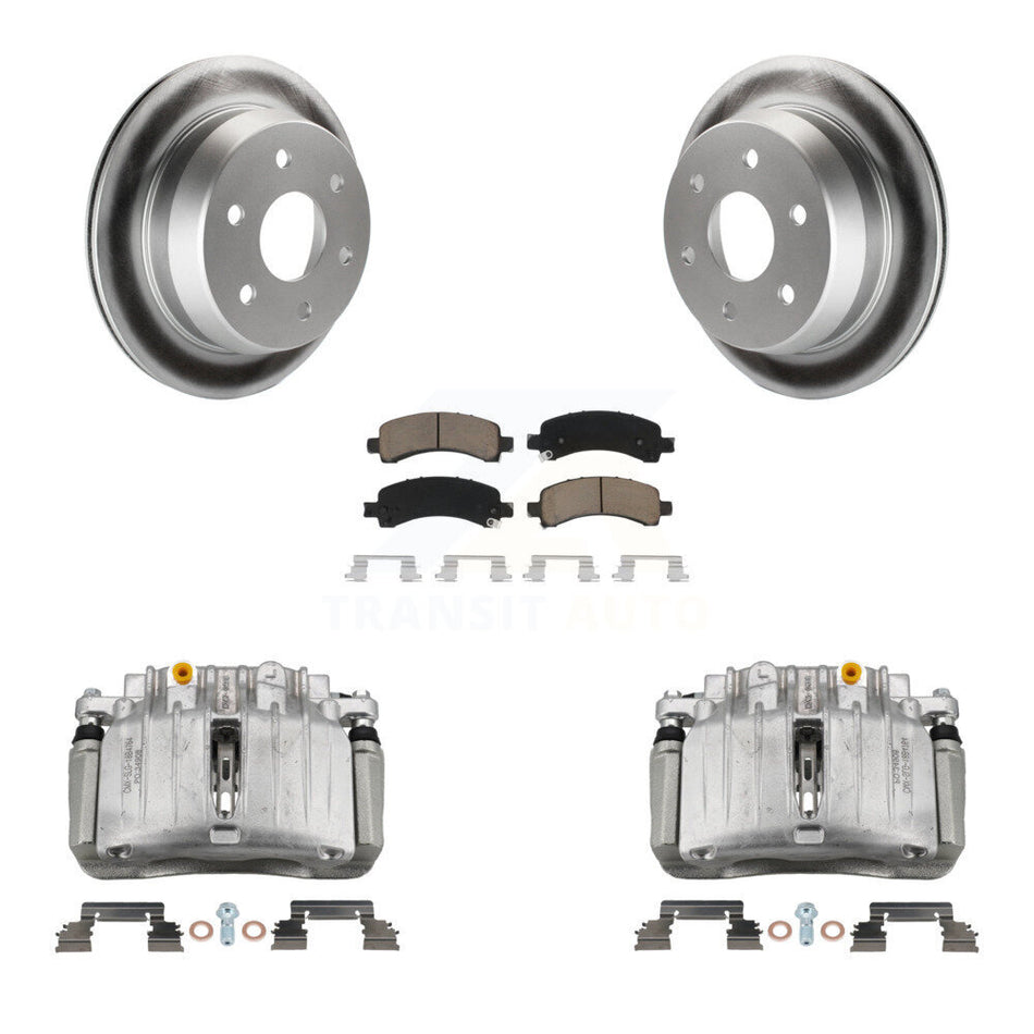 Rear Disc Brake Caliper Coat Rotor Ceramic Pad Kit For 2002 Chevrolet Avalanche 1500 4WD KCG-100094C