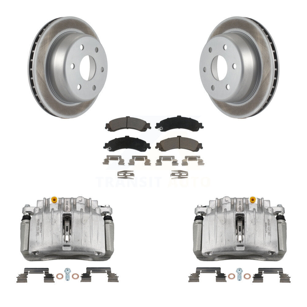 Rear Brake Caliper Coat Rotor Ceramic Pad Kit For Chevrolet Silverado 1500 GMC Avalanche KCG-100095C