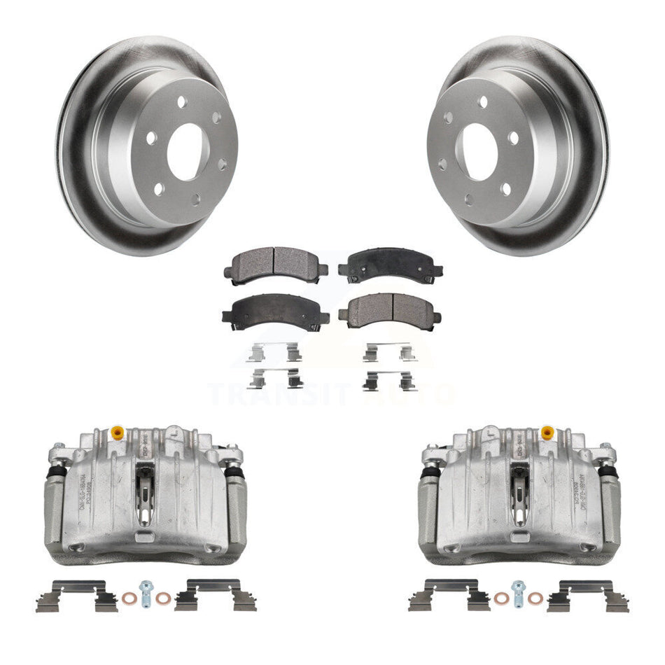 Rear Brake Caliper Coat Rotors Semi-Metallic Pad Kit For 02 Chevrolet Avalanche 1500 4WD KCG-100095P