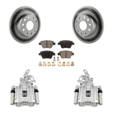 Rear Disc Brake Caliper Coat Rotors And Ceramic Pad Kit For Volkswagen Jetta Beetle Golf KCG-100096T