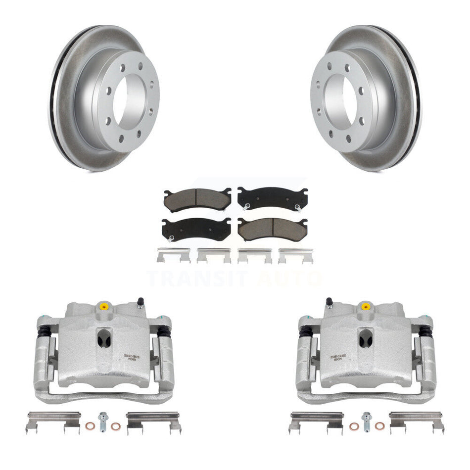Rear Disc Brake Caliper Coated Rotors And Ceramic Pads Kit For Chevrolet Silverado 2500 HD GMC Sierra 3500 Classic Suburban Yukon XL Avalanche KCG-100097C