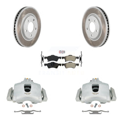 Front Disc Brake Caliper Coated Rotors And Semi-Metallic Pads Kit For Dodge Grand Caravan Chrysler Town & Country KCG-100097N