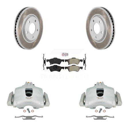 Front Disc Brake Caliper Coated Rotors And Semi-Metallic Pads Kit For Dodge Grand Caravan Chrysler Town & Country KCG-100097N by Transit Auto