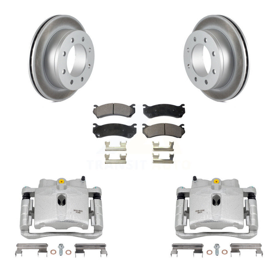 Rear Disc Brake Caliper Coated Rotors And Semi-Metallic Pads Kit For Chevrolet Silverado 2500 HD GMC Sierra 3500 Classic Suburban Yukon XL Avalanche KCG-100097P