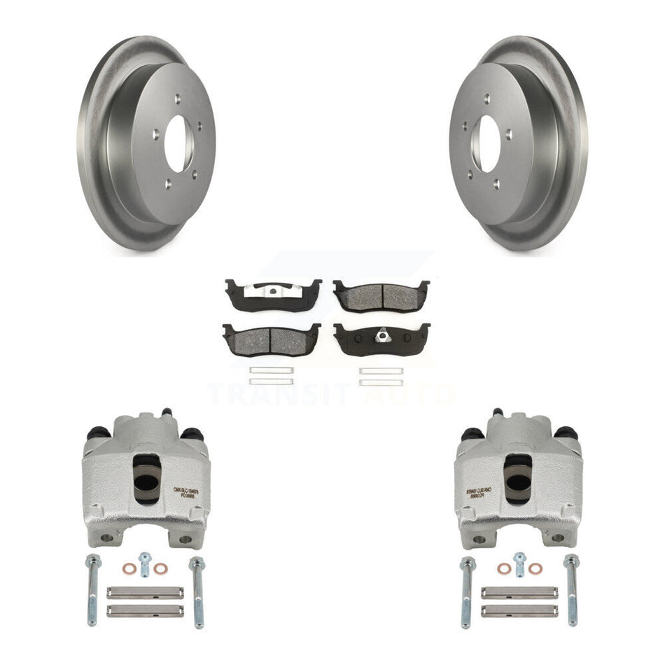 Rear Disc Brake Caliper Coated Rotors And Semi-Metallic Pads Kit For Lincoln Blackwood KCG-100097S