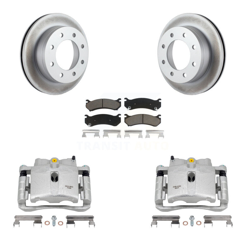 Rear Disc Brake Caliper Coated Rotors And Ceramic Pads Kit For Chevrolet Silverado 2500 HD GMC Sierra Hummer H2 1500 Suburban Yukon XL Avalanche Classic KCG-100098C