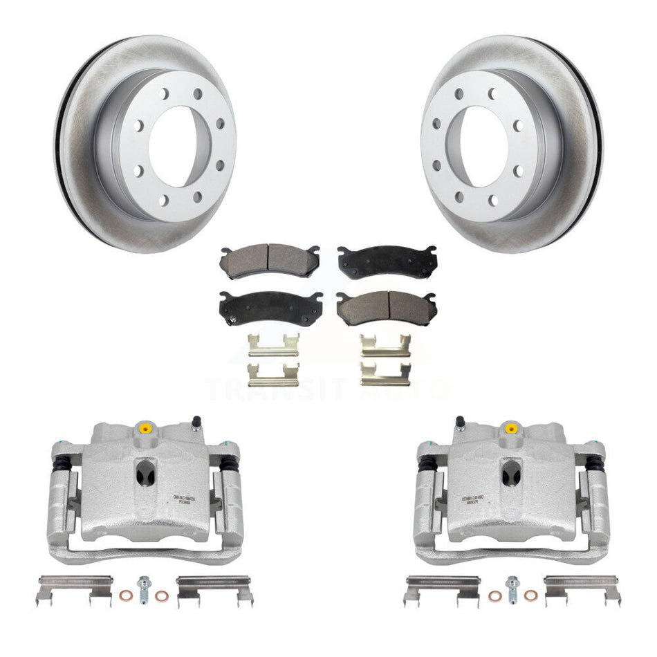 Rear Disc Brake Caliper Coated Rotors And Semi-Metallic Pads Kit For Chevrolet Silverado 2500 HD GMC Sierra Hummer H2 1500 Suburban Yukon XL Avalanche Classic KCG-100098P