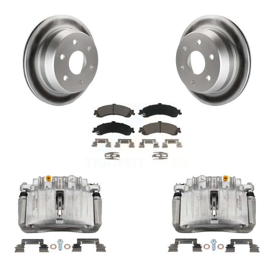 Rear Disc Brake Caliper Coat Rotors Ceramic Pad Kit For 2002 Chevrolet Suburban 1500 4WD KCG-100099C