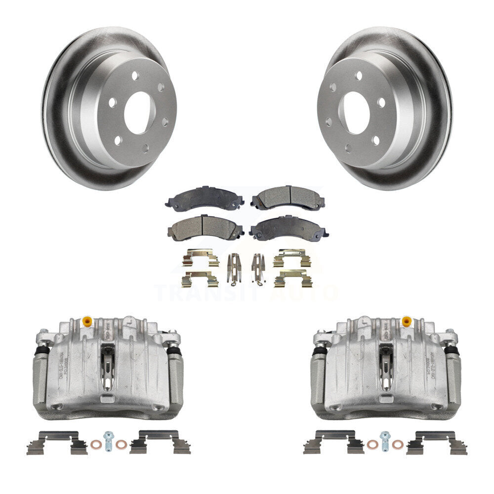 Rear Brake Caliper Coat Rotor Semi-Metallic Pad Kit For 2002 Chevrolet Suburban 1500 4WD KCG-100099P