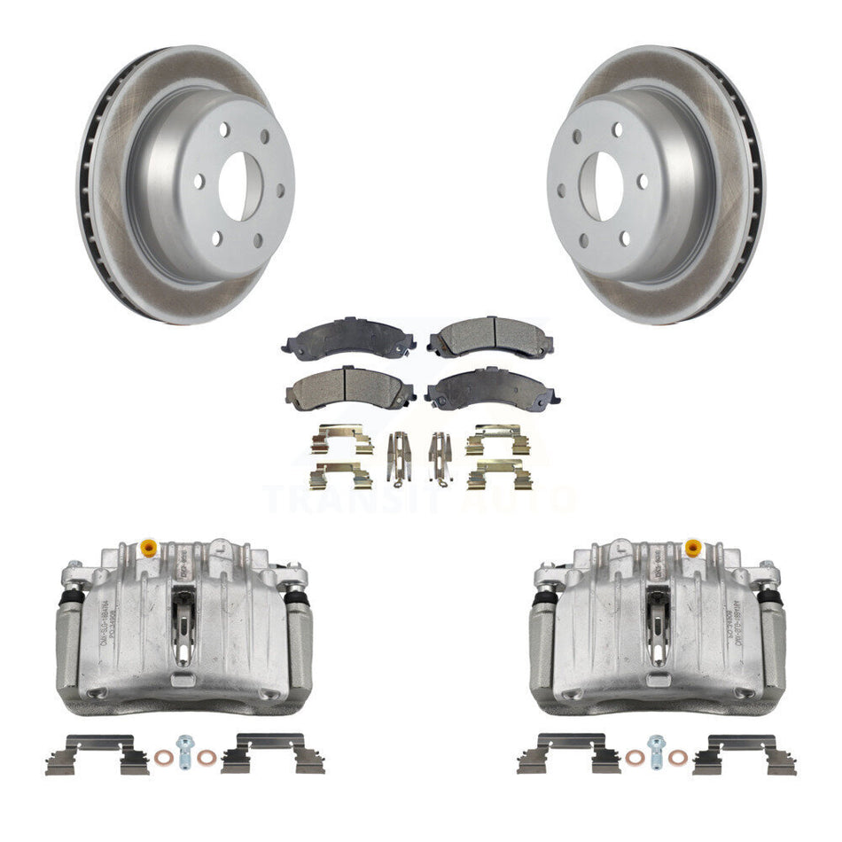 Rear Brake Caliper Coat Rotors Semi-Metallic Pad Kit For Chevrolet Silverado 1500 GMC XL KCG-100100P