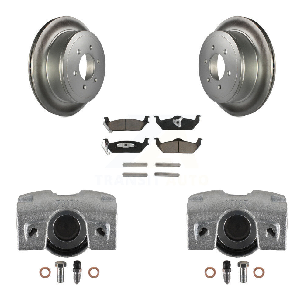 Rear Disc Brake Caliper Coated Rotors And Ceramic Pads Kit For Ford F-150 Lincoln Mark LT KCG-100101C by Transit Auto