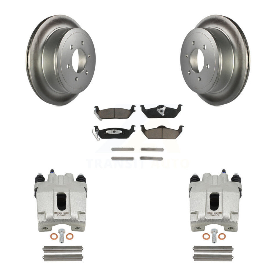 Rear Disc Brake Caliper Coated Rotors And Ceramic Pads Kit For Ford F-150 Lincoln Mark LT KCG-100101C