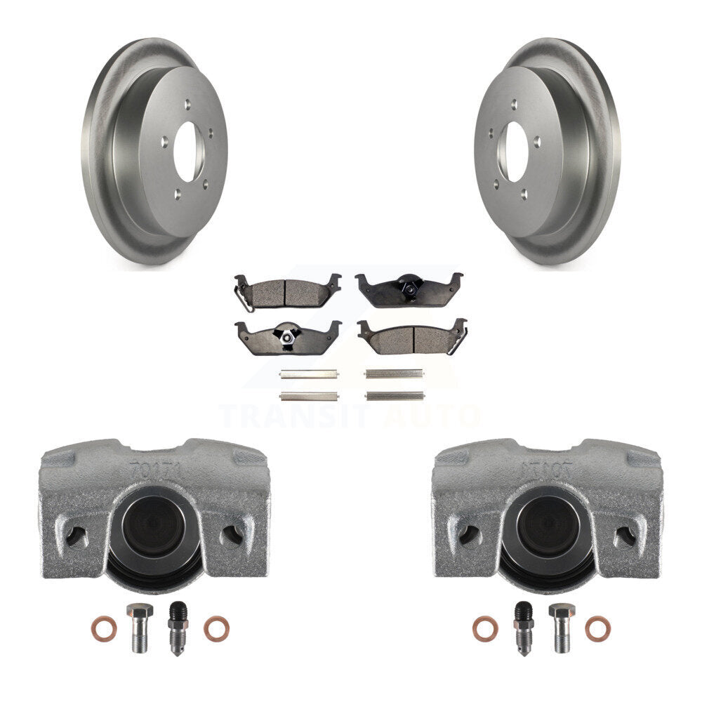 Rear Disc Brake Caliper Coated Rotors And Semi-Metallic Pads Kit For 2004 Ford F-150 With 5 Lug Wheels 11th Digit Of Vin Is C KCG-100101P by Transit Auto