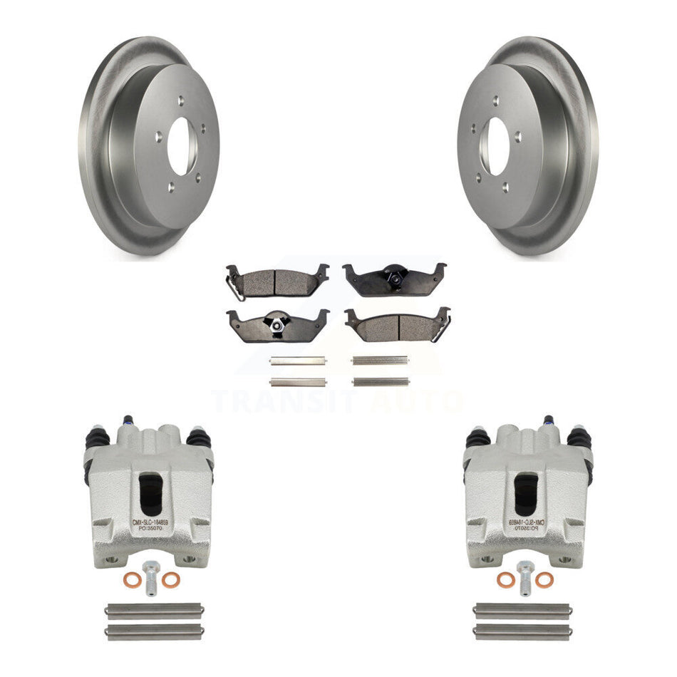 Rear Disc Brake Caliper Coated Rotors And Semi-Metallic Pads Kit For 2004 Ford F-150 With 5 Lug Wheels 11th Digit Of Vin Is C KCG-100101P