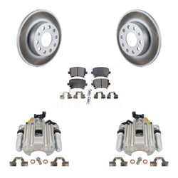 Rear Disc Brake Caliper Coated Rotors And Ceramic Pads Kit For Volkswagen Jetta With 260mm Diameter Rotor 7th 8th Digit Of VIN Is "1K" KCG-100101T