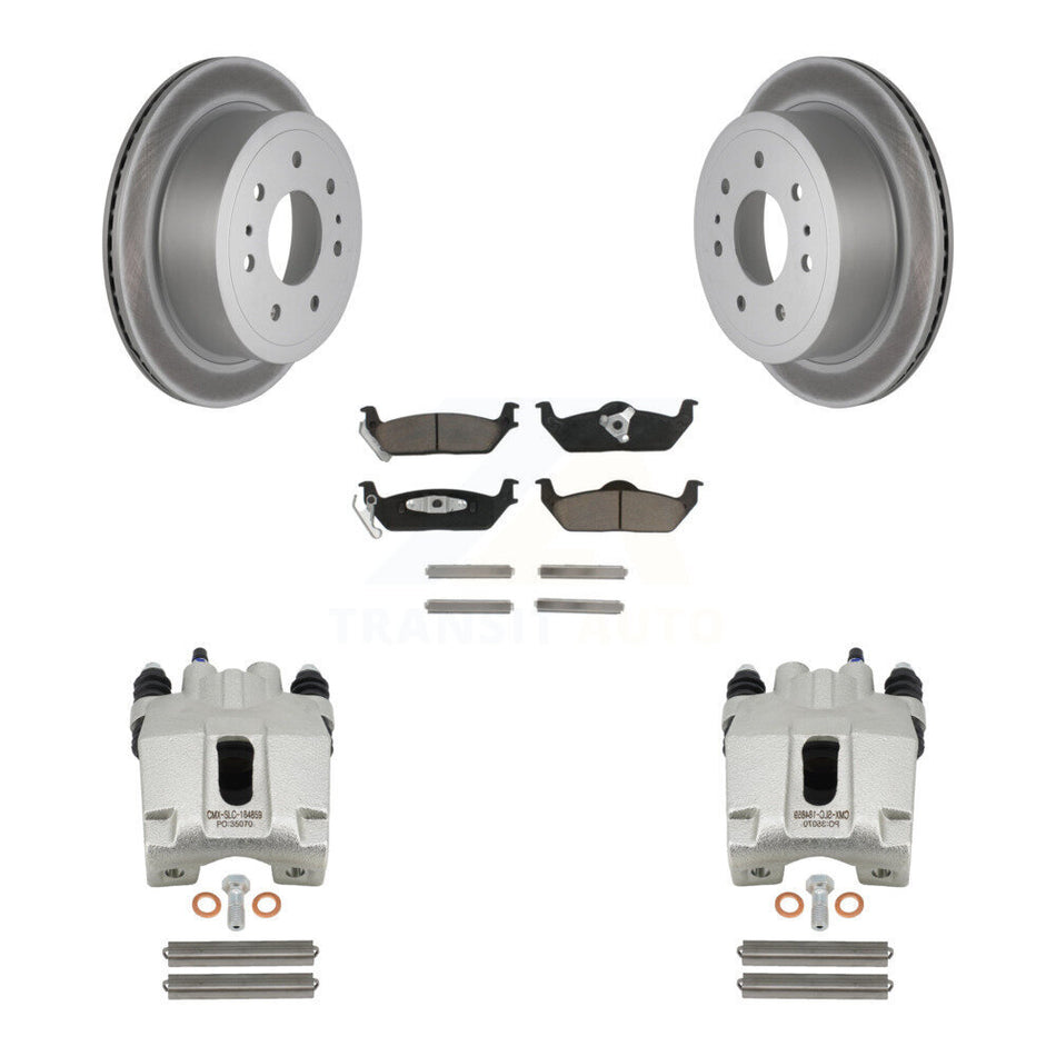 Rear Disc Brake Caliper Coated Rotors And Ceramic Pads Kit For Ford F-150 Lincoln Mark LT KCG-100102C