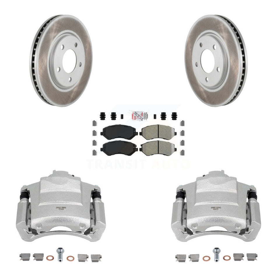 Front Disc Brake Caliper Coated Rotors And Semi-Metallic Pad Kit For Dodge Grand Caravan KCG-100102N