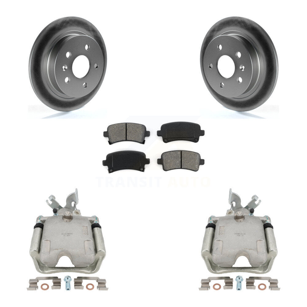 Rear Disc Brake Caliper Coated Rotors And Semi-Metallic Pads Kit For Buick LaCrosse Regal With Solid Rotor KCG-100102S by Transit Auto