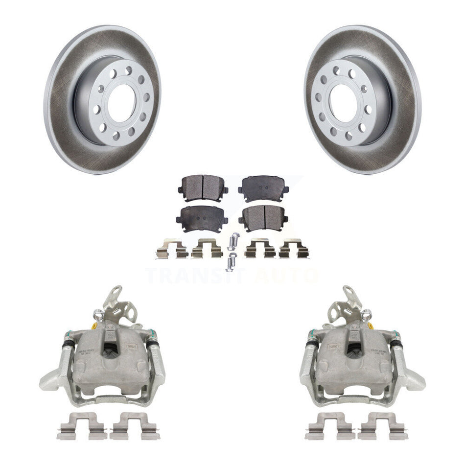 Rear Disc Brake Caliper Coated Rotors And Ceramic Pads Kit For Volkswagen Jetta Rabbit KCG-100102T