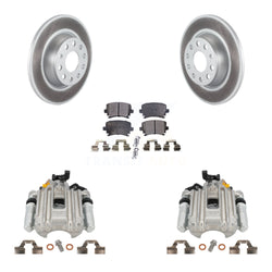 Rear Disc Brake Caliper Coated Rotors And Ceramic Pads Kit For Volkswagen Jetta With 286mm Diameter Rotor 7th 8th Digit Of VIN Is "1K" KCG-100103T