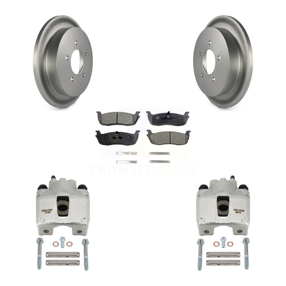 Rear Disc Brake Caliper Coated Rotors And Semi-Metallic Pads Kit For Lincoln Blackwood KCG-100104P