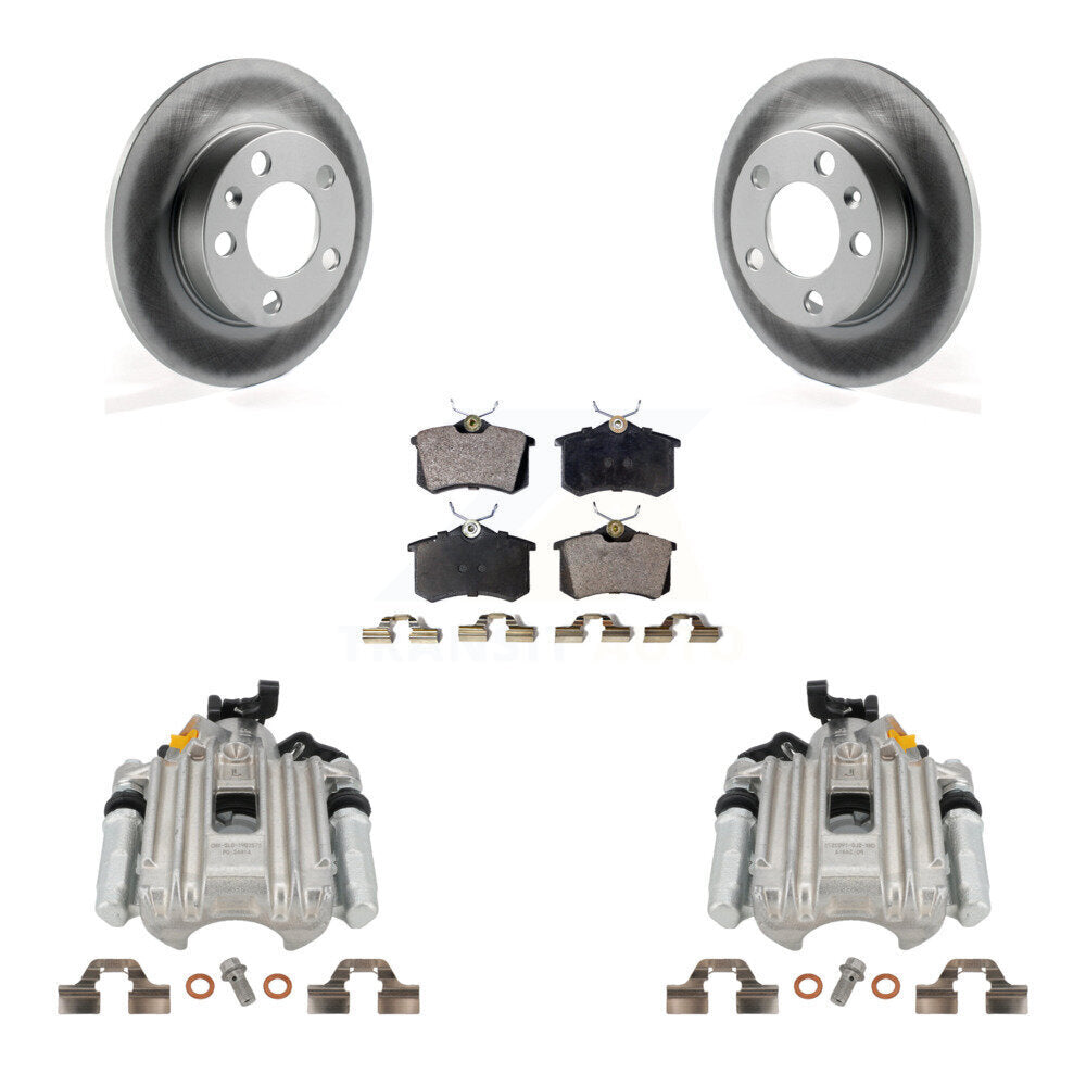 Rear Disc Brake Caliper Coated Rotors And Ceramic Pads Kit For Volkswagen Jetta City KCG-100104T by Transit Auto