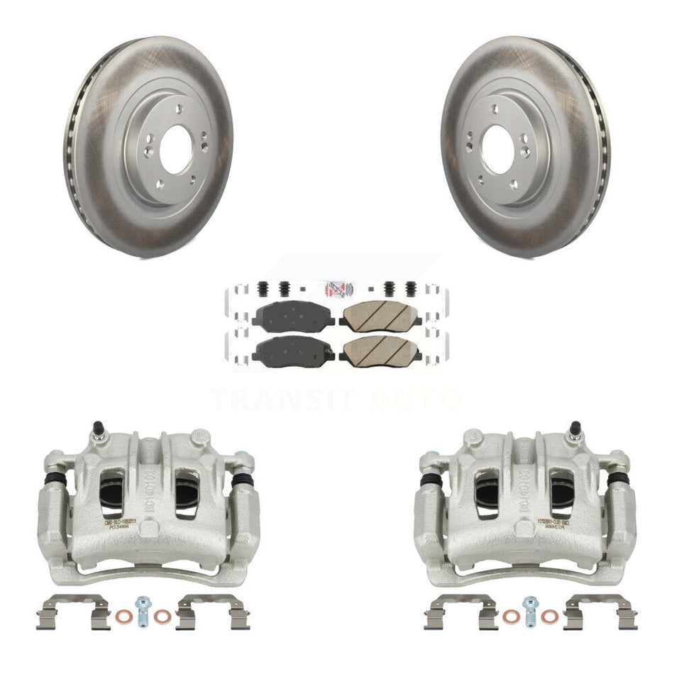 Front Brake Caliper Coat Rotors & Ceramic Pad Kit For 2013-2016 Hyundai Santa Fe XL 3.3L KCG-100105N