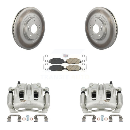 Front Brake Caliper Coat Rotors & Ceramic Pad Kit For 2013-2016 Hyundai Santa Fe XL 3.3L KCG-100106N