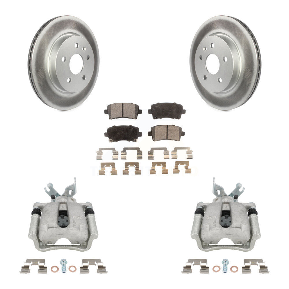 Rear Disc Brake Caliper Coat Rotor & Semi-Metallic Pad Kit For Buick Regal LaCrosse 2.4L KCG-100107P