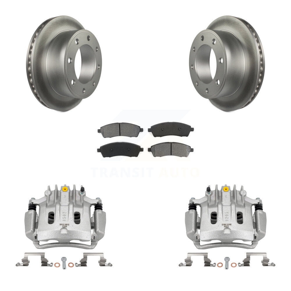 Rear Disc Brake Caliper Coated Rotors And Semi-Metallic Pads Kit For Ford Excursion KCG-100109S