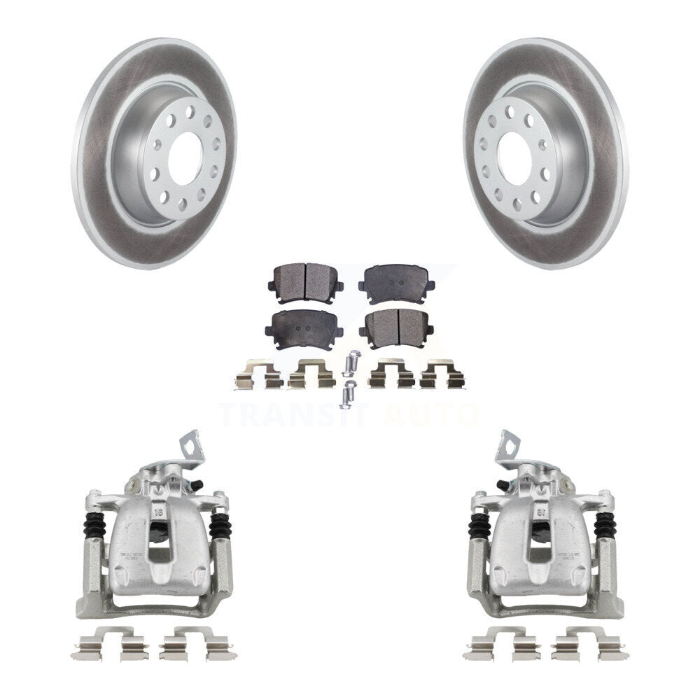 Rear Disc Brake Caliper Coated Rotor And Ceramic Pad Kit For 2008 Volkswagen Passat 2.0L KCG-100109T