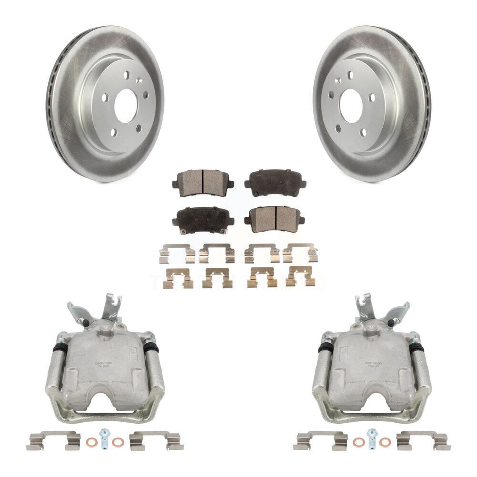 Rear Disc Brake Caliper Coated Rotors And Semi-Metallic Pads Kit For 2014-2015 Chevrolet Malibu 2.0L with Turbocharged With 17" Factory Wheels KCG-100111P