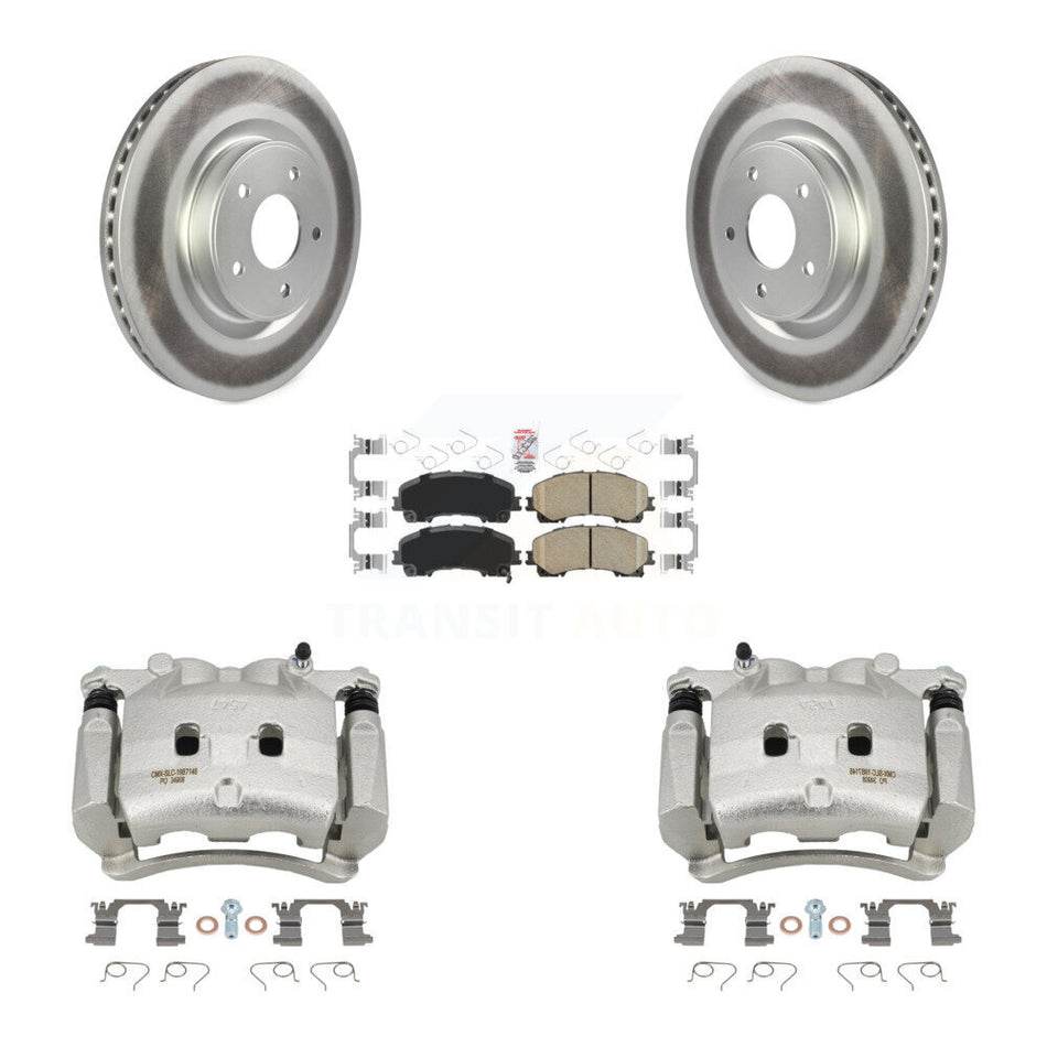 Front Disc Brake Caliper Coated Rotors And Ceramic Pads Kit For INFINITI Q50 QX50 Q60 KCG-100112N