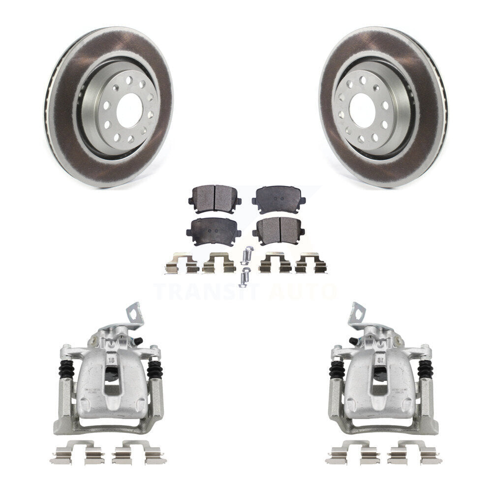 Rear Disc Brake Caliper Coated Rotors And Ceramic Pads Kit For 2009 Volkswagen Passat CC KCG-100113T