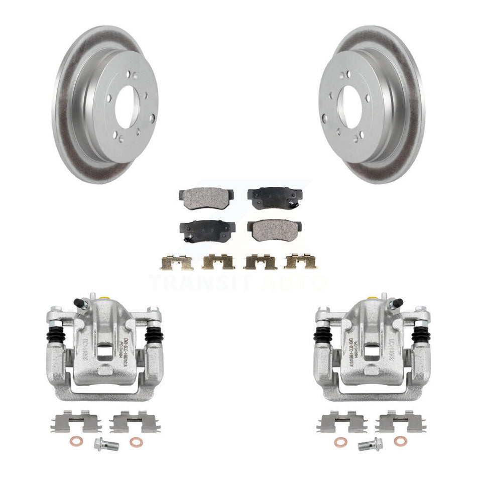 Rear Disc Brake Caliper Coated Rotors And Semi-Metallic Pads Kit For Hyundai Azera KCG-100114P