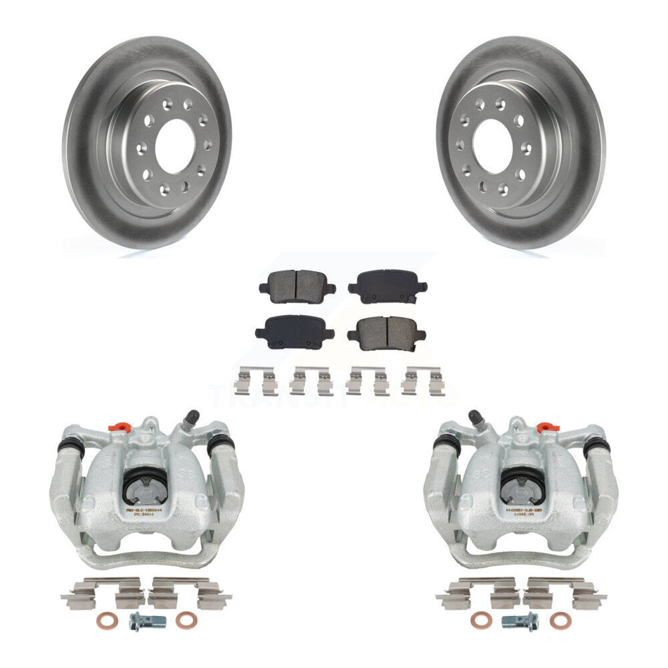 Rear Disc Brake Caliper Coated Rotors And Semi-Metallic Pads Kit For 2018-2020 Chevrolet Equinox GMC Terrain KCG-100114S