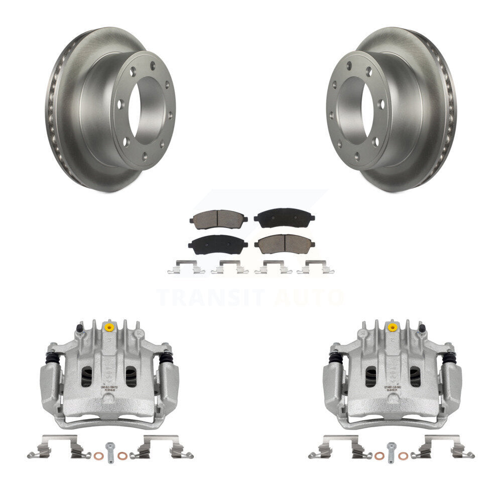 Rear Brake Caliper Coat Rotors Ceramic Pad Kit For Ford F-350 Super Duty F-250 Excursion KCG-100115C